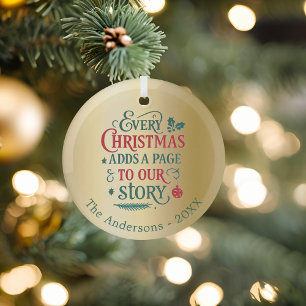 Gold unsere Geschichte Typografie Weihnachten Ornament Aus Glas