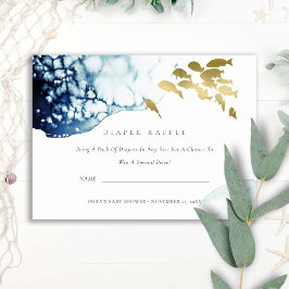 GOLD UNTERWASSER-FISH-DIAPER-RAFFLE-BABY-DUSCHE BEGLEITKARTE