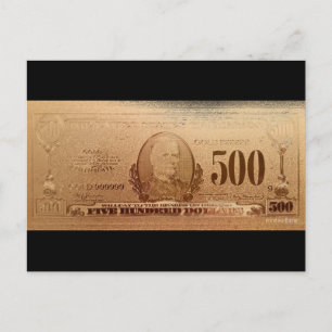 Gold US 500 Dollar Bill Front Postkarte