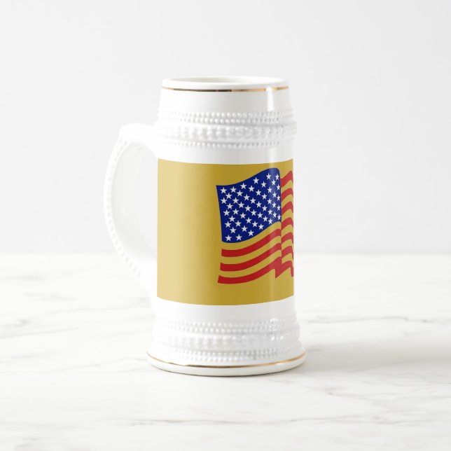 Gold US Flag Patriotic Beer Stein Bierglas (Vorderseite Links)