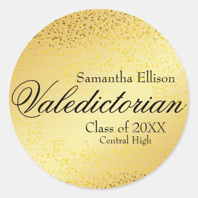 Gold Valedictorian Personalisiert Gold Sticker (Vorderseite)