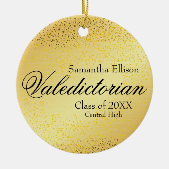 Gold Valedictorian Personalisiert Gold Weihnachten Keramik Ornament (Vorne)