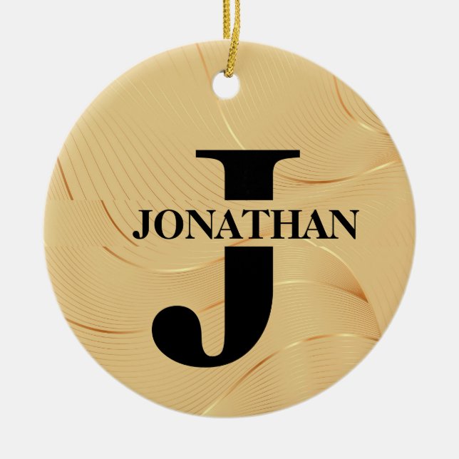 Gold-Vater-Initial-Name-Würdigungsdesign Keramik Ornament (Vorne)