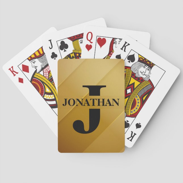 Gold-Vater-Initial-Name-Würdigungsdesign Spielkarten (Rückseite)