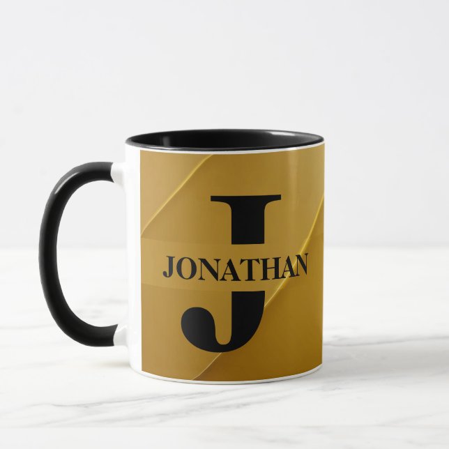 Gold-Vater-Initial-Name-Würdigungsdesign Tasse (Links)