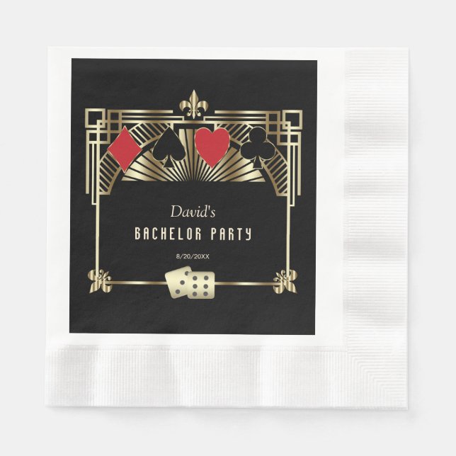 Gold Vegas Casino Royale Große Bachelor Party Serviette (Vorderseite)