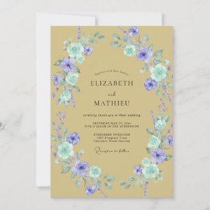 Gold-Veilchen-Kranz-Hochzeit Einladung