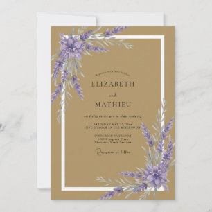 Gold-Veilchen-Sprig-Eukalyptus-Hochzeit Einladung