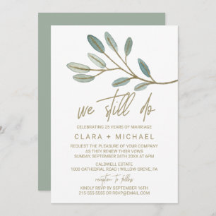 Gold Veined Eucalyptus Vow Renewal Einladung