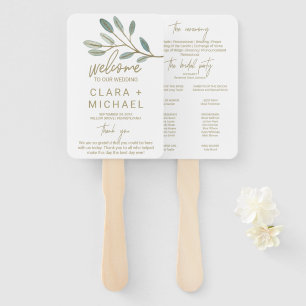 Gold Veined Eukalyptus Wedding Program Fächer