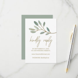 Gold Veined Eukalyptus Wedding Website RSVP Card
