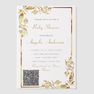Gold Vellum QR Code Baby Shower Einladung Beispiel