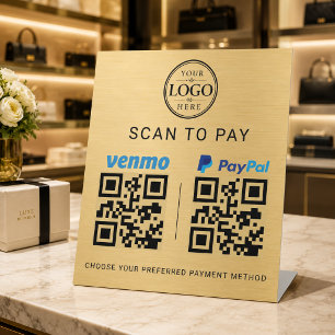 Gold Venmo Paypal Scannen zum Bezahlen Tischdispla Sockelschild