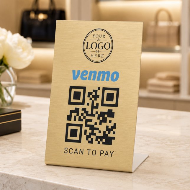 Gold Venmo Scan to Pay Tischdisplay Sockelschild (Von Creator hochgeladen)