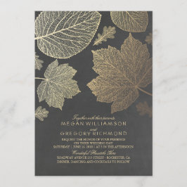 Gold Verlasst Vintage rustikale Hochzeit im Herbst Einladung