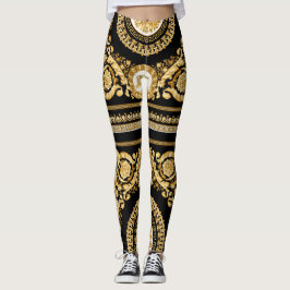 Gold Versace Barocco Leggings. GYM Leggings