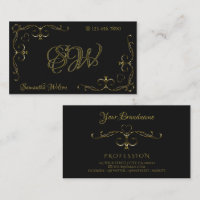 Gold Verziert Corner Borders Initials Black