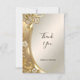 Gold Verziert Floral Dankeschön Karte