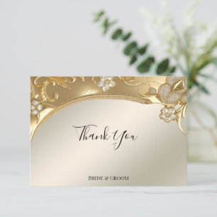 Gold Verziert Floral Dankeschön Karte
