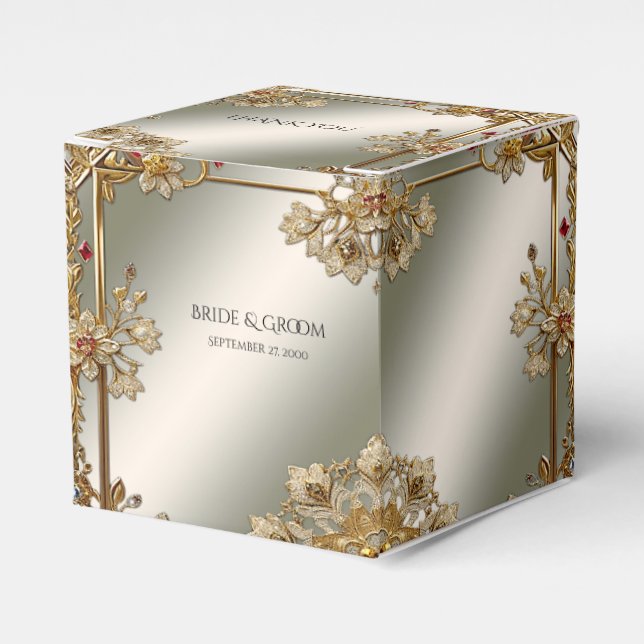 Gold Verziert Floral Frame Fevor Box Geschenkschachtel (Vorderseite)
