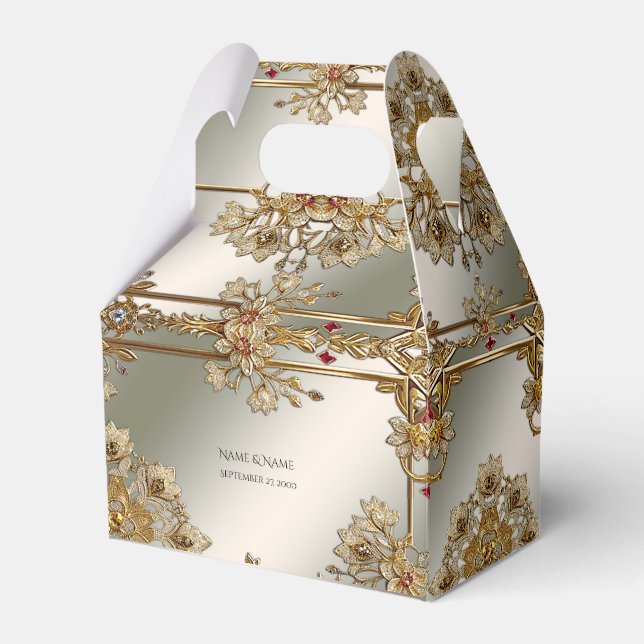 Gold Verziert Floral Frame Fevor Box Geschenkschachtel (Vorderseite)