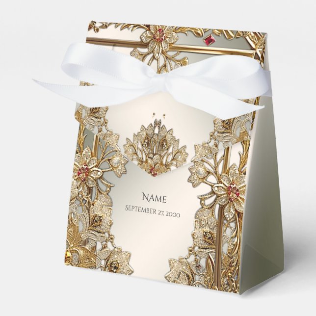 Gold Verziert Floral Frame Fevor Box Geschenkschachtel (Vorderseite)