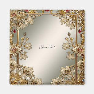 Gold Verziert Floral Magnet