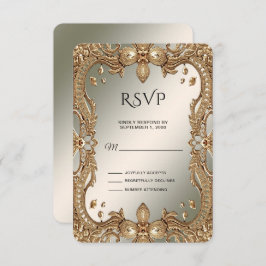 Gold Verziert Frame RSVP Card