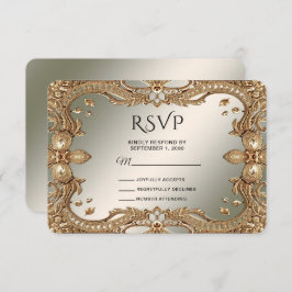 Gold Verziert Frame RSVP Card