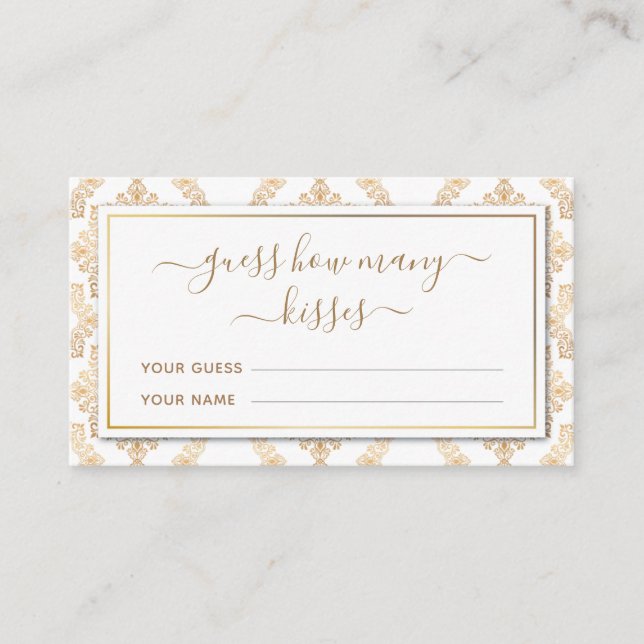 Gold Verziert Patches Guess Wie viele Kisses Game Begleitkarte (Vorderseite)