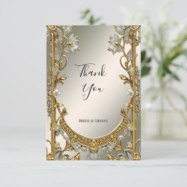 Gold Verziert White Floral Dankeschön Karte