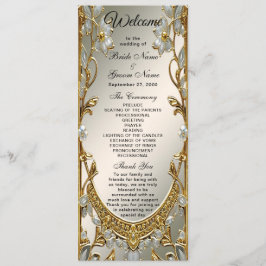 Gold Verziert White Floral Wedding Program Programm