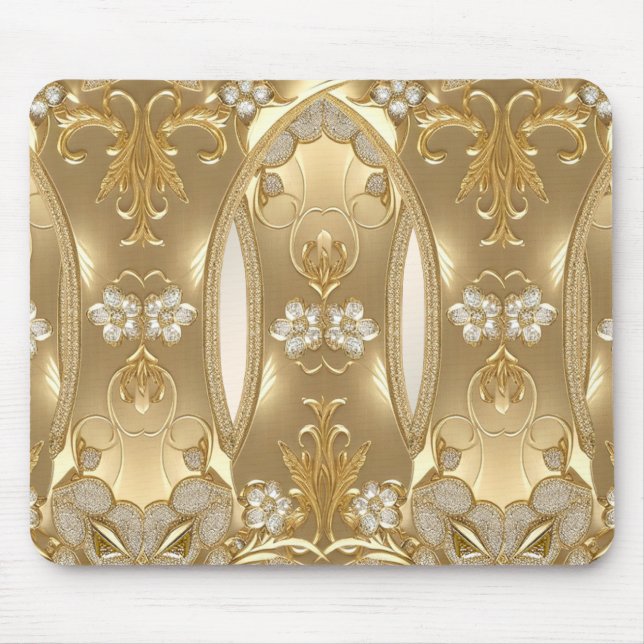 Gold Verzierte Blumenmousepad Mousepad (Vorne)