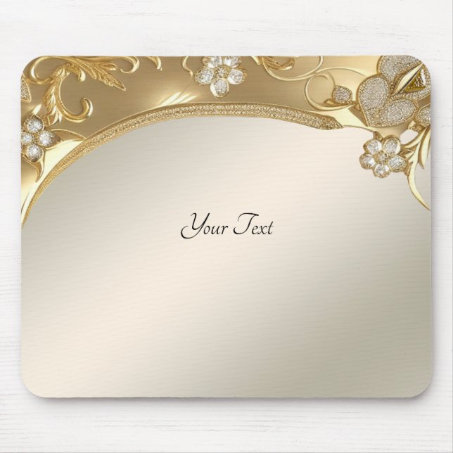 Gold Verzierte Blumenmousepad Mousepad (Vorne)