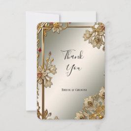 Gold Verzierte Blumenrahmen Dankeschön Card Dankeskarte