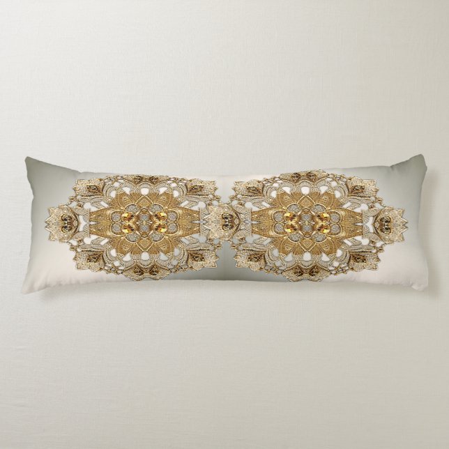 Gold Verzierte Blütenkissen Seitenschläferkissen (Vorderseite)