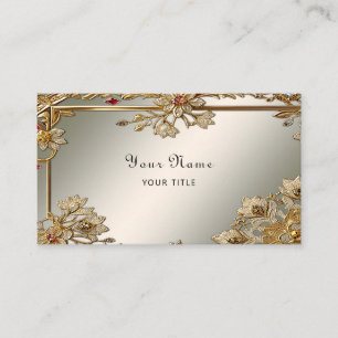 Gold Verzierte florale Frame Business Card Visitenkarte