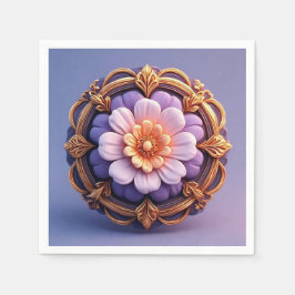 Gold Verzierte florale Medallion Design Serviette