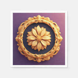 Gold Verzierte florale Medallion Design Serviette