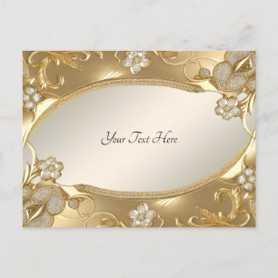 Gold Verzierte florale Postkarte
