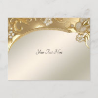 Gold Verzierte florale Postkarte