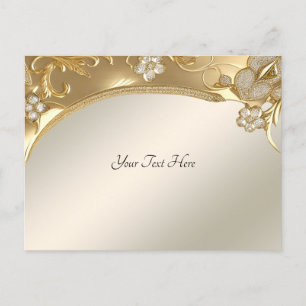 Gold Verzierte florale Postkarte