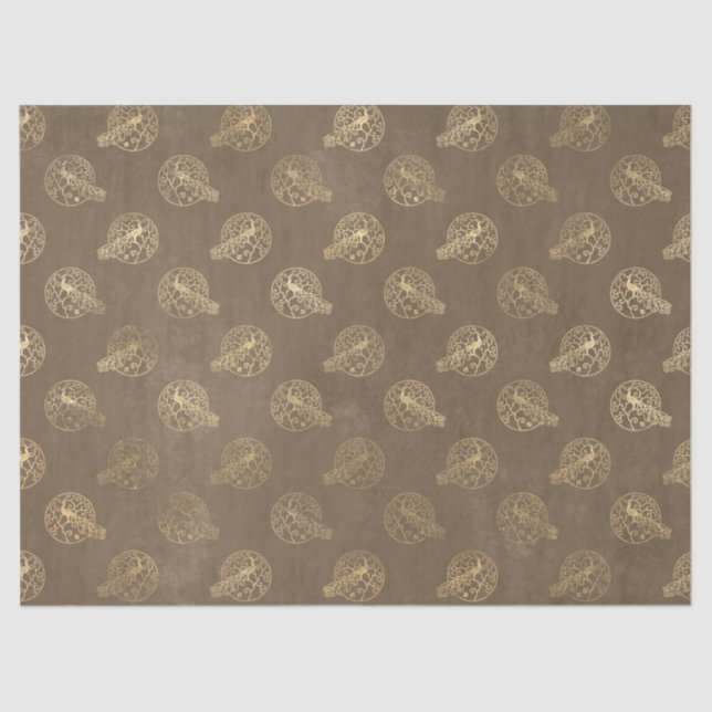 Gold Verzierte Friedenssicherungen auf dem Braunen Seidenpapier (Vorderseite)