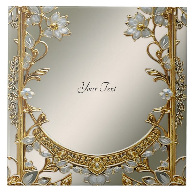 Gold Verzierte Keramik Fliese (Vorderseite)