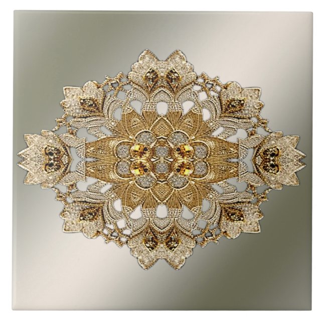 Gold Verzierte Keramik Fliese (Vorderseite)