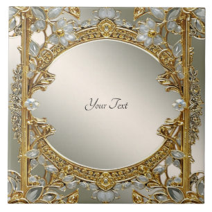 Gold Verzierte Keramik Fliese