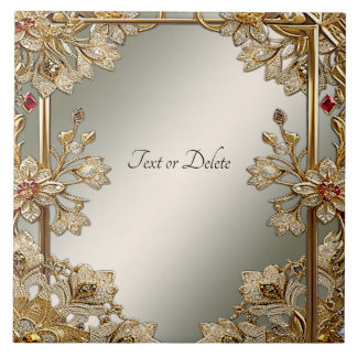 Gold Verzierte Keramik Fliese