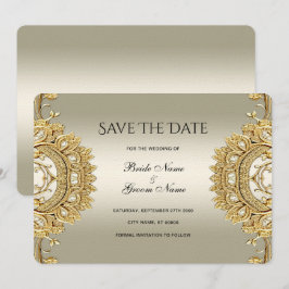 Gold Verzierte Save the Date-Karte Date