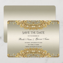 Gold Verzierte Save the Date-Karte