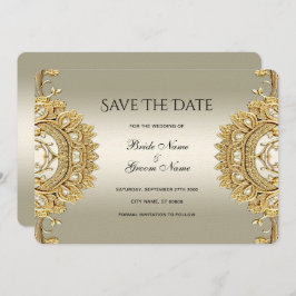 Gold Verzierte Save the Date-Karte Save The Date